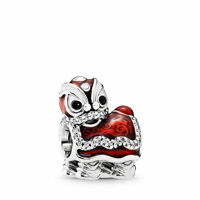 Pandora Chinese Lion Dance Charm - Sterling Silver/Enamel/Black/Cubic Zirconia - Canada | WI3172FP